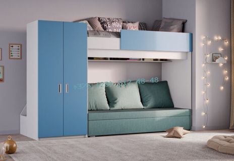 Кровать двухъярусная «Sofa» Голубая лазурь